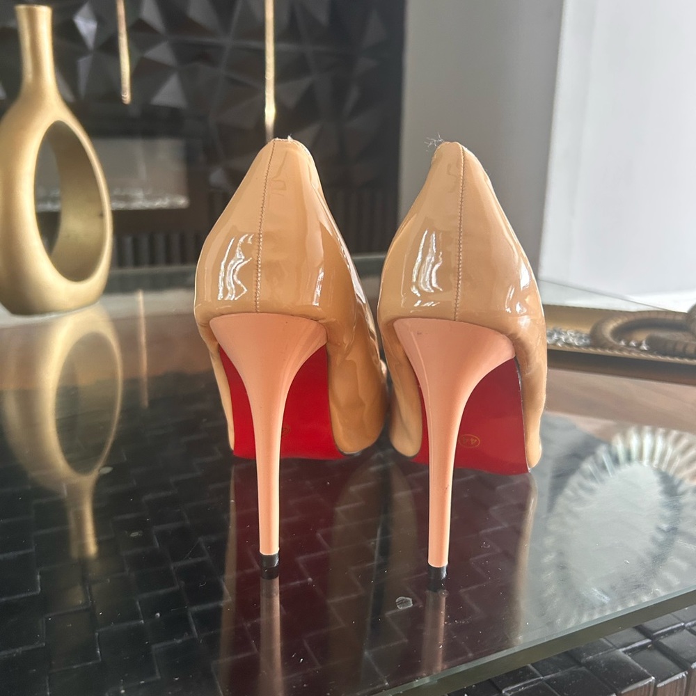Elegant Nude Patent Leather Heels